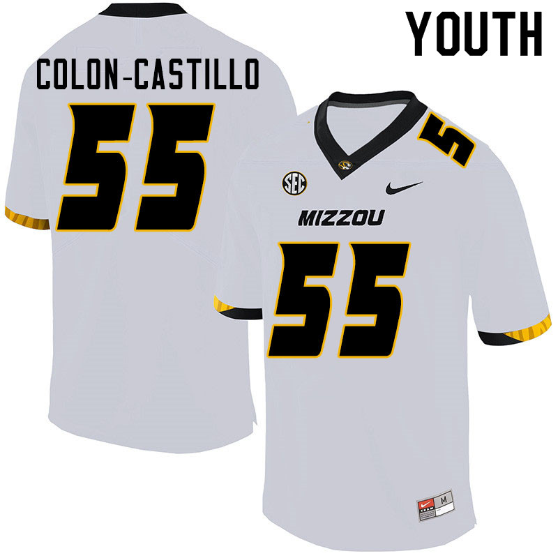 Youth #55 Trystan Colon-Castillo Missouri Tigers College Football Jerseys Sale-White